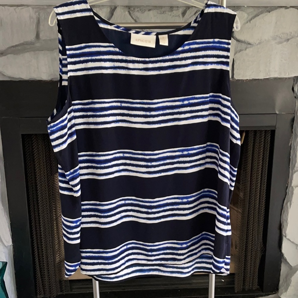 Chico’s Striped Blue and White Tank